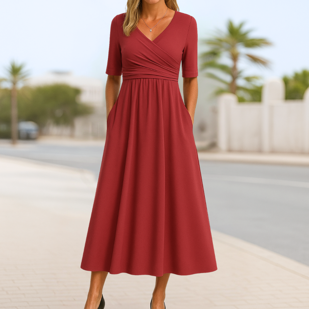 Monique™ | Short Sleeve Crossed Dress Beach