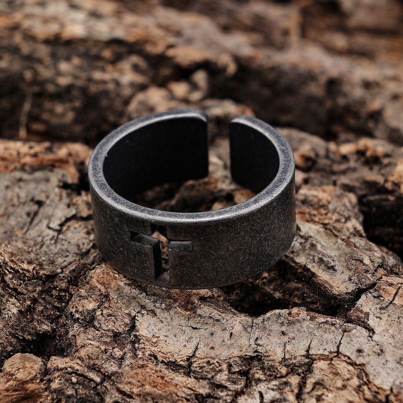 Stainless Steel Antique Punk Cross Ring