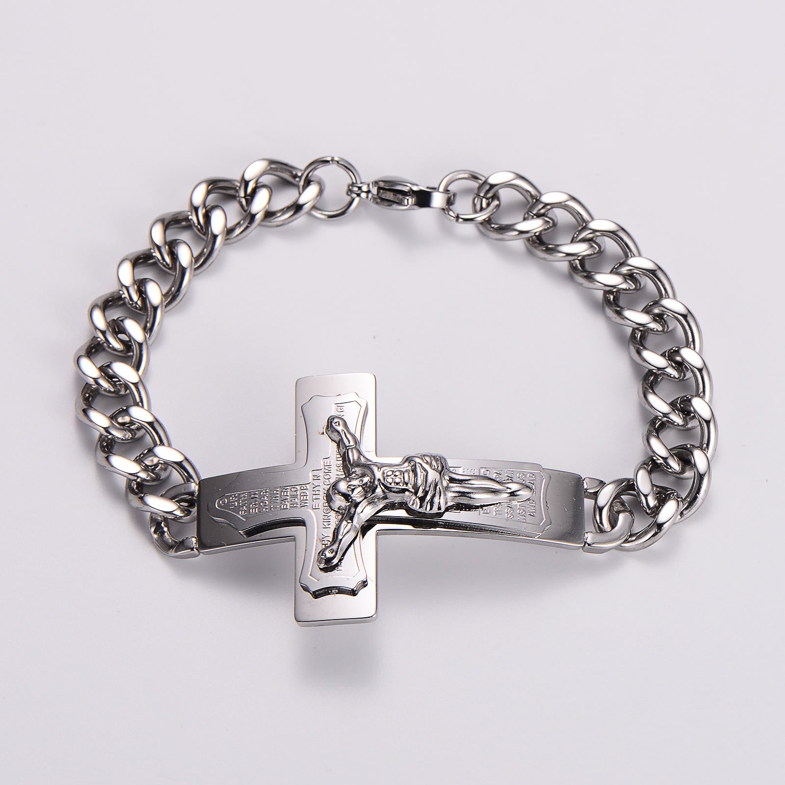 Solid Jesus Cross Bible Verse Crucifix Prayer Bangle Bracelet