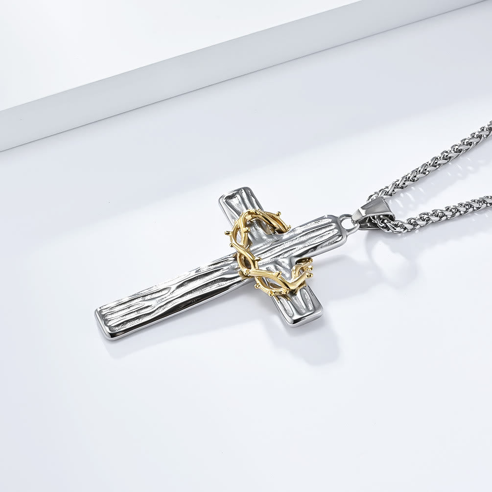 FAITH AS YOUR ARMOR: Jesus Crown Of Thorns Cross Sacred Necklace