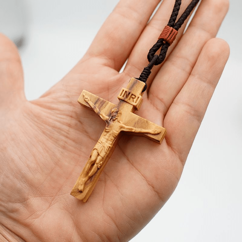 FAITH AS YOUR ARMOR: Jesus Crucifix Wooden Necklace