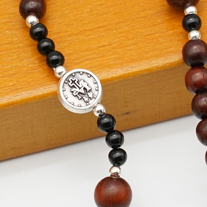 6mm Rosewood Three-circle Elastic Bracelet Divine Rosary Beads