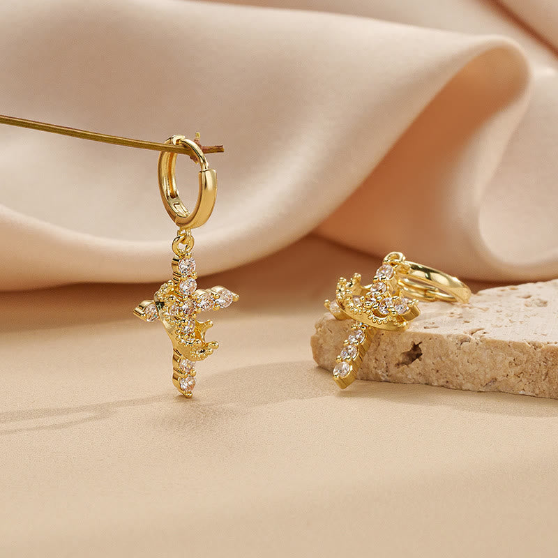 Modern Faith Crown Cross Necklace and Earring Set