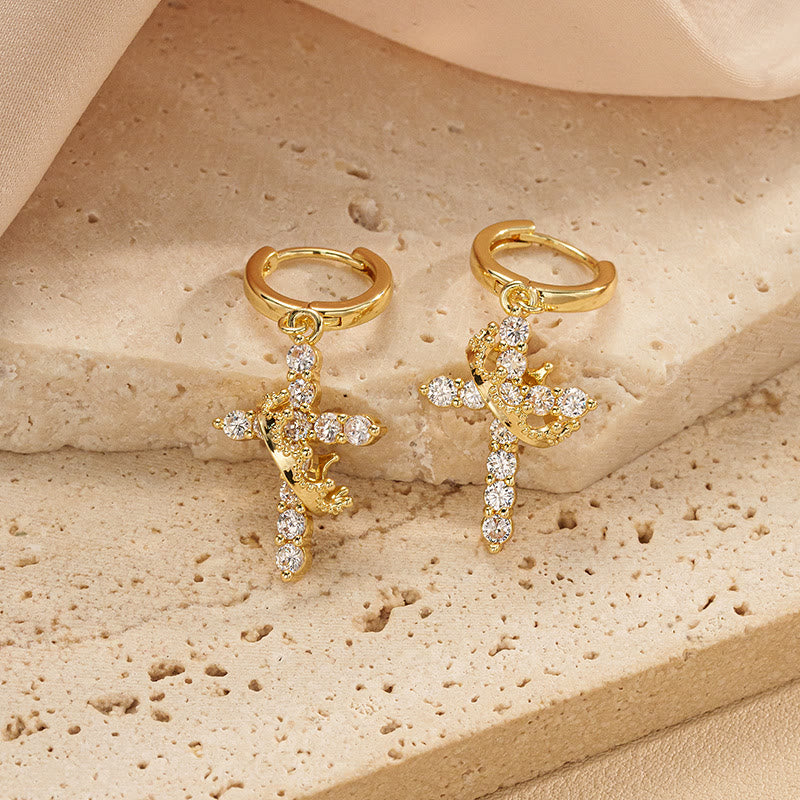 Modern Faith Crown Cross Necklace and Earring Set