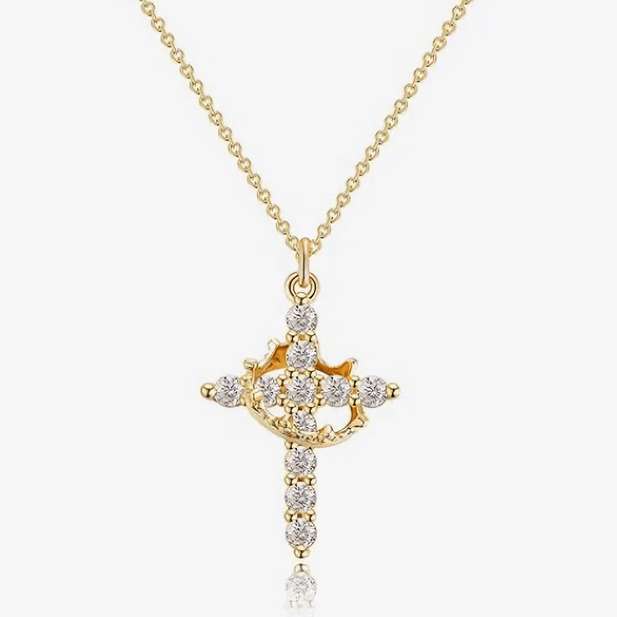 Modern Faith Crown Cross Necklace and Earring Set