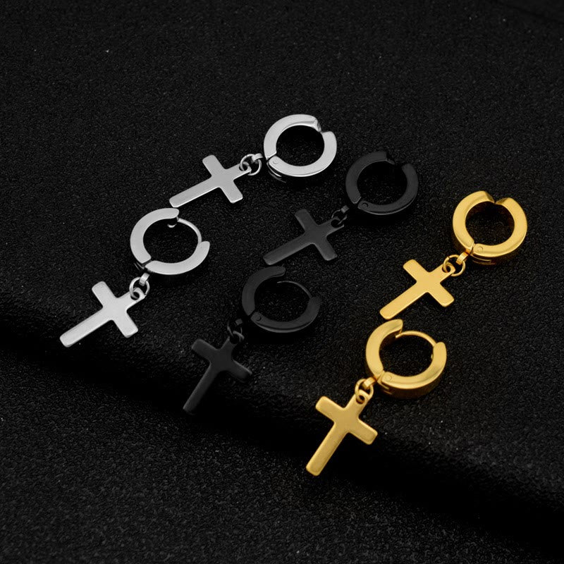 Chic Cross Dangle Hoop Earrings: Fashionable Jewelry for Everyday Style