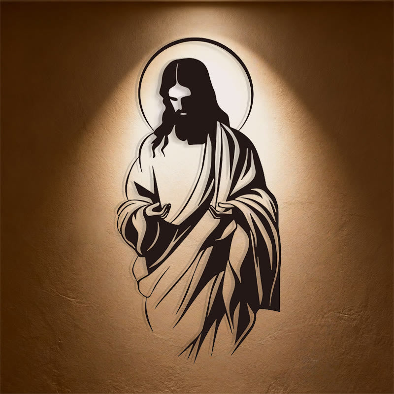 Christian Artwork Workshop Jesus Halo Silhouette Metal Wall Decor for a Faith-Inspired Home