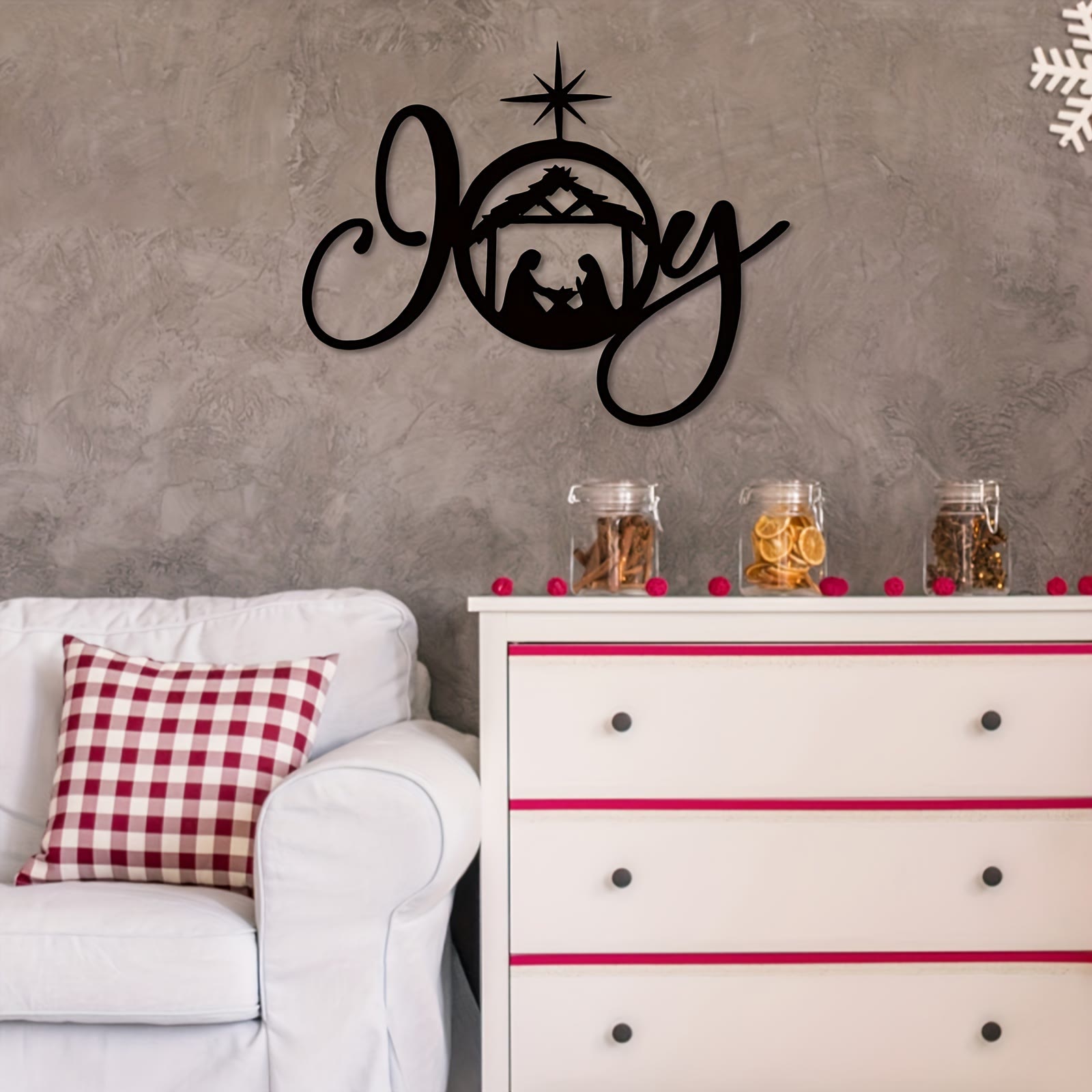 Christian Artwork Workshop Holy Night Nativity Metal Wall Decor: Embrace Joy and Hope in His Light