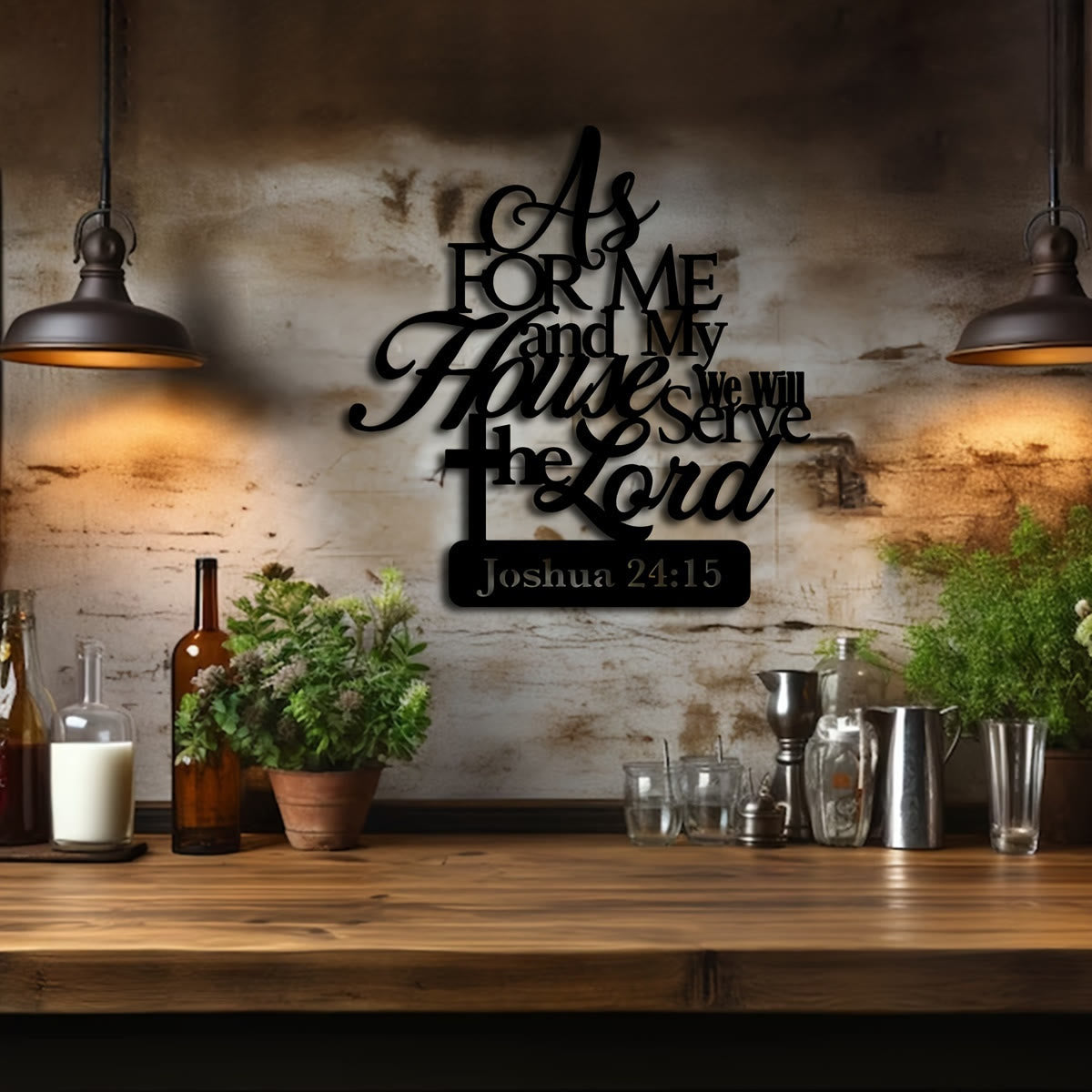 Christian Artwork Workshop Joshua 24:15 Metal Wall Decor: 'As for Me and My House'