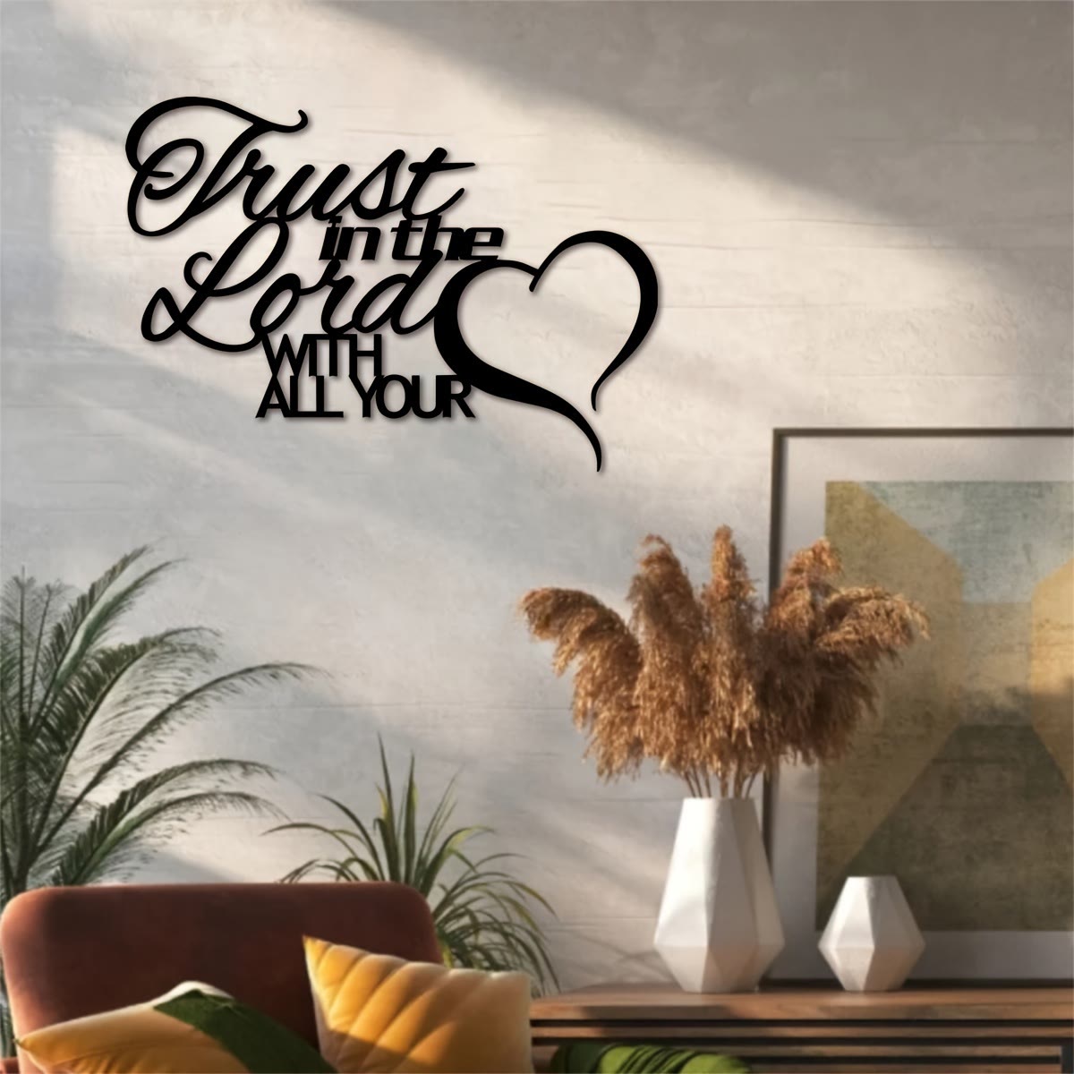 Christian Artwork Workshop Trust in the Lord Heart Metal Wall Decor: A Faithful Reminder for Your Spiritual Home