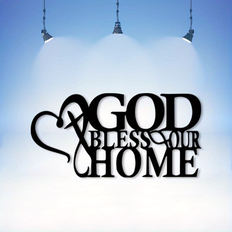 Christian Artwork Workshop: God Bless Our Home Metal Wall Decor - A Celebration of Divine Blessings and Family Faith
