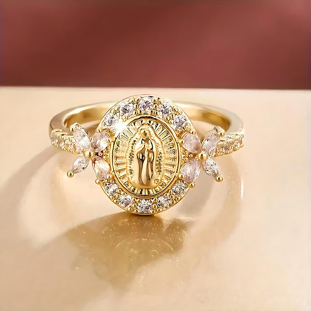 Elegant Virgin Mary Emblem Ring