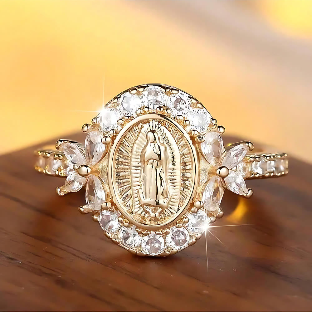 Elegant Virgin Mary Emblem Ring