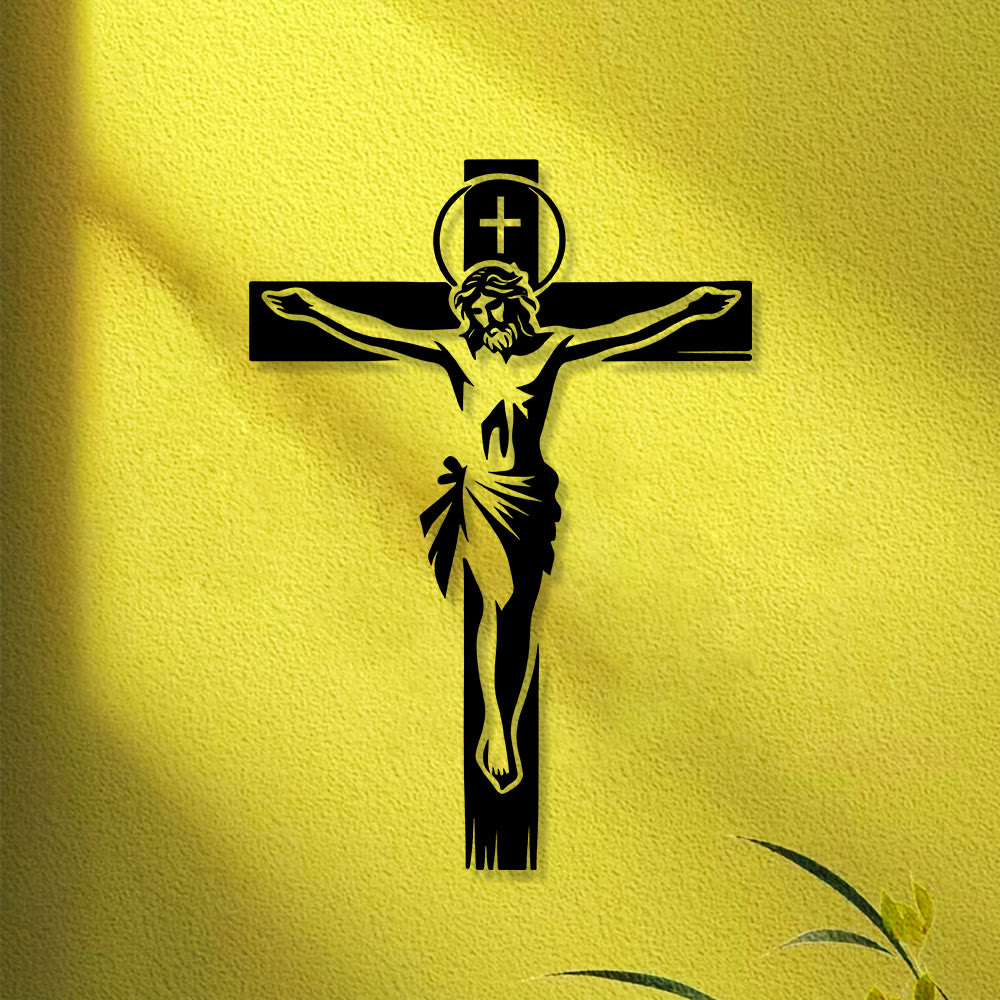 Christian Art Workshop Haloed Crucifix Metal Wall Decor: A Reverent Tribute to Divine Sacrifice