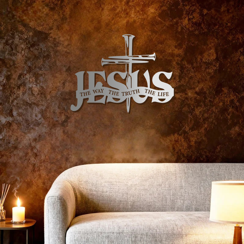 Christian Artwork Workshop Faithful Jesus & Cross Metal Wall Decor for Home