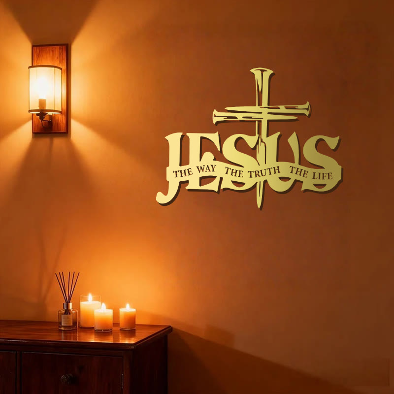Christian Artwork Workshop Faithful Jesus & Cross Metal Wall Decor for Home
