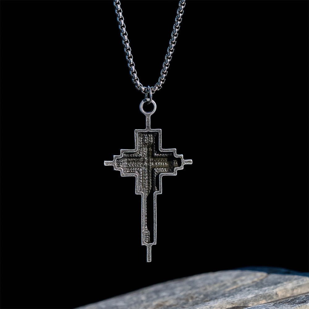 Abstract Alloy Cross Necklace