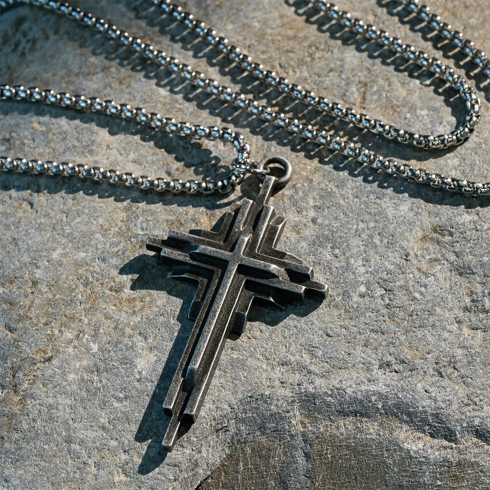 Abstract Alloy Cross Necklace