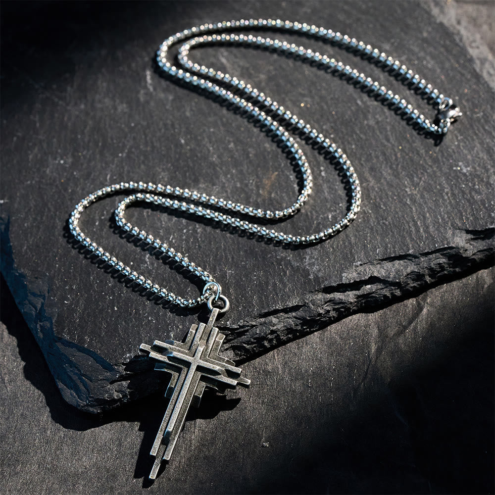 Abstract Alloy Cross Necklace
