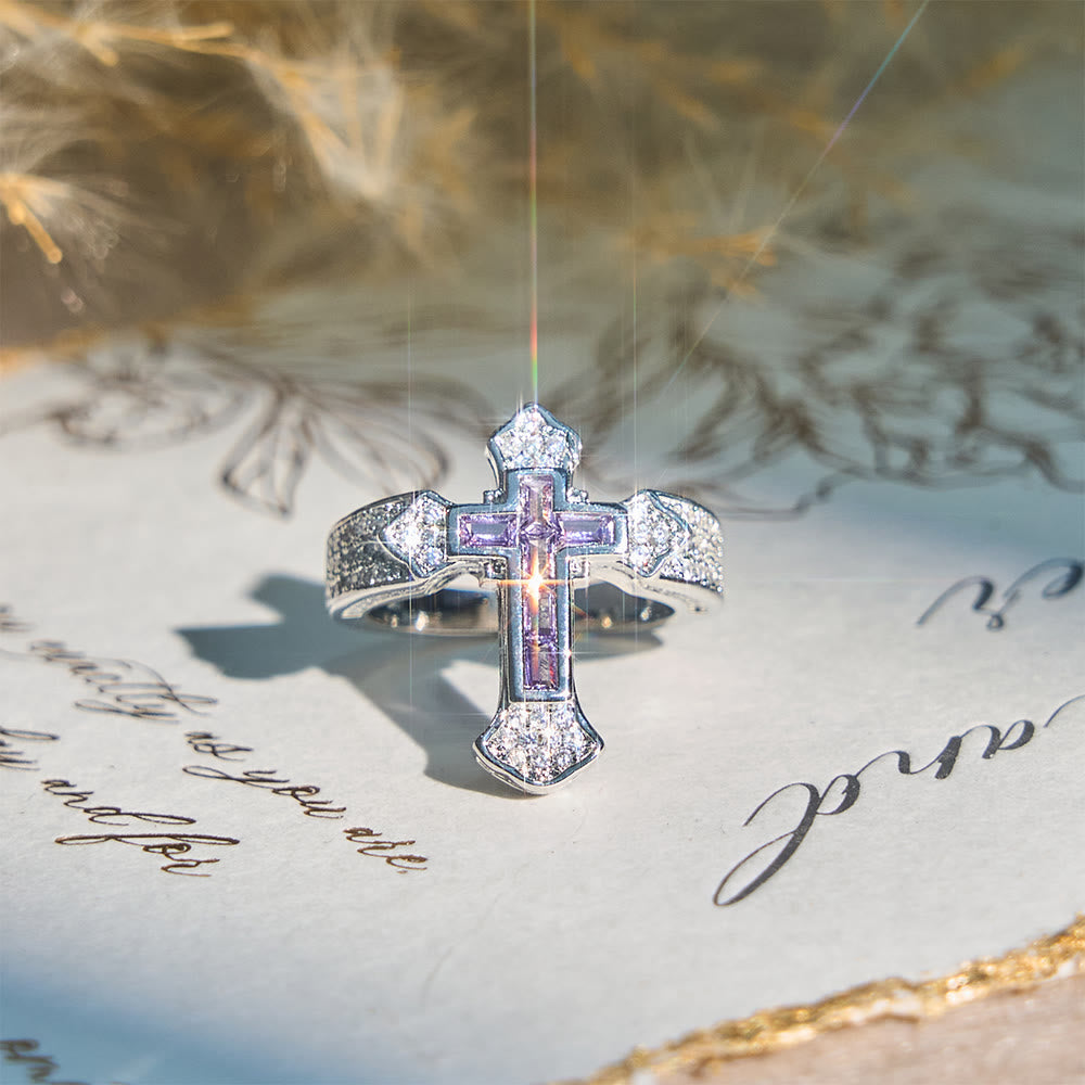 Cross Ring with Zirconia Accents