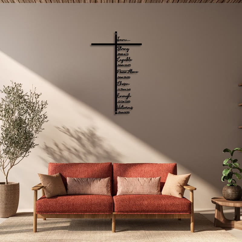 Christian Artwork Workshop Metal Wall Decor: Inspirational Biblical Verse Cross for Daily Faith