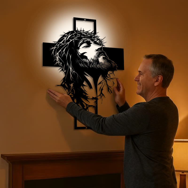 Christian Artwork Workshop Crown of Thorns Jesus Cross Metal Wall Decor: A Meaningful Expression of Faith
