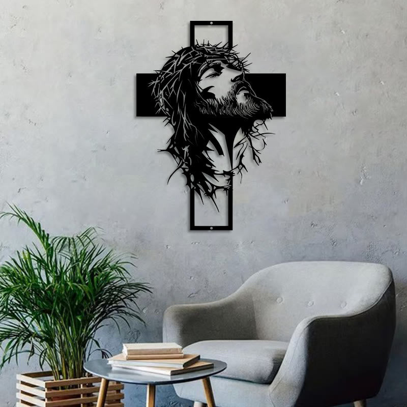 Christian Artwork Workshop Crown of Thorns Jesus Cross Metal Wall Decor: A Meaningful Expression of Faith