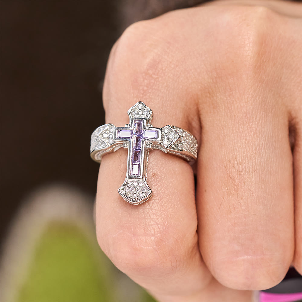 Cross Ring with Zirconia Accents