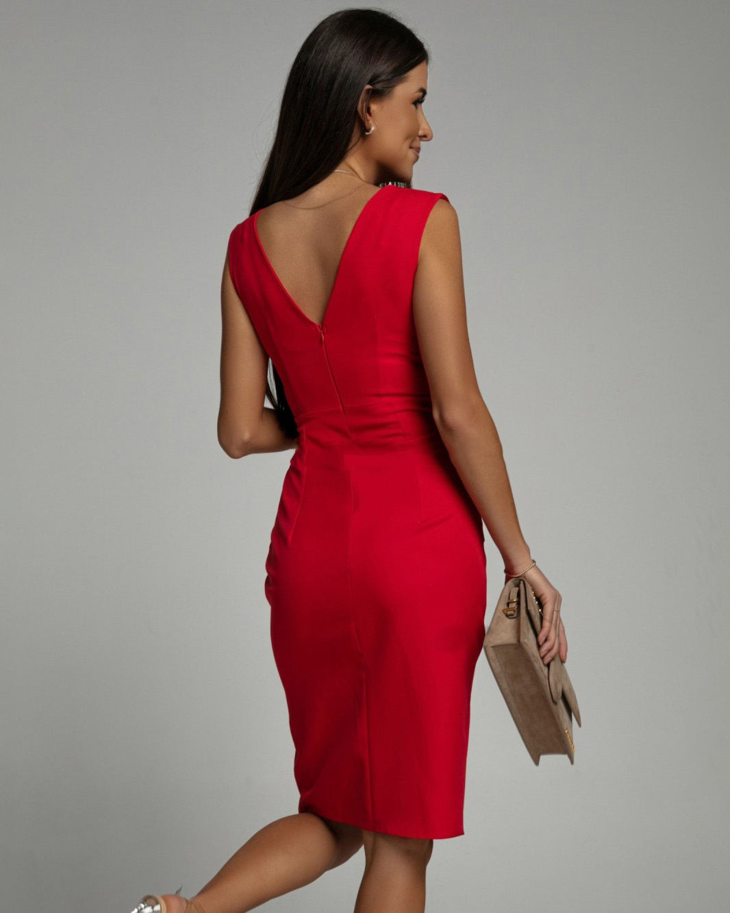 Novalie - V-Neck Dress With Slit