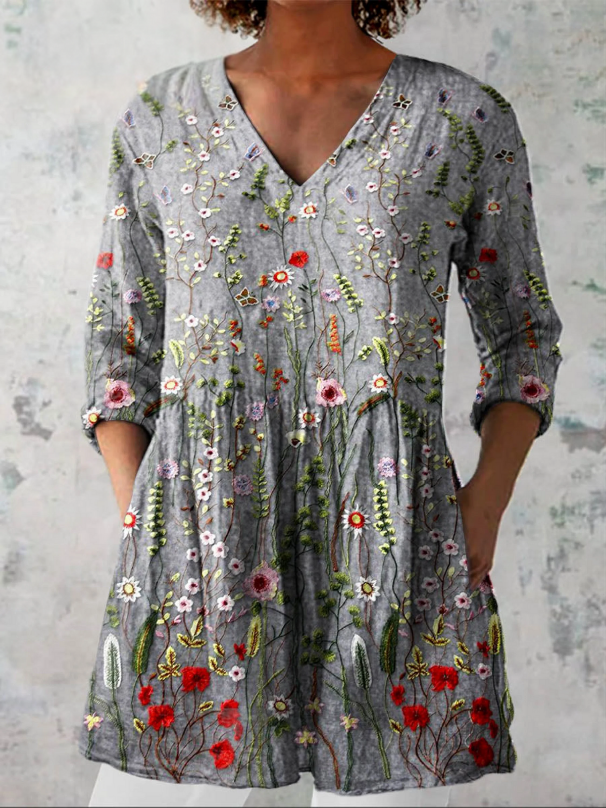 Lana | Long V-neck Blouse