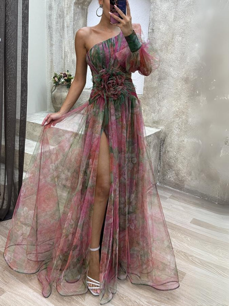Gella - One-Shoulder Floral Maxi Dress