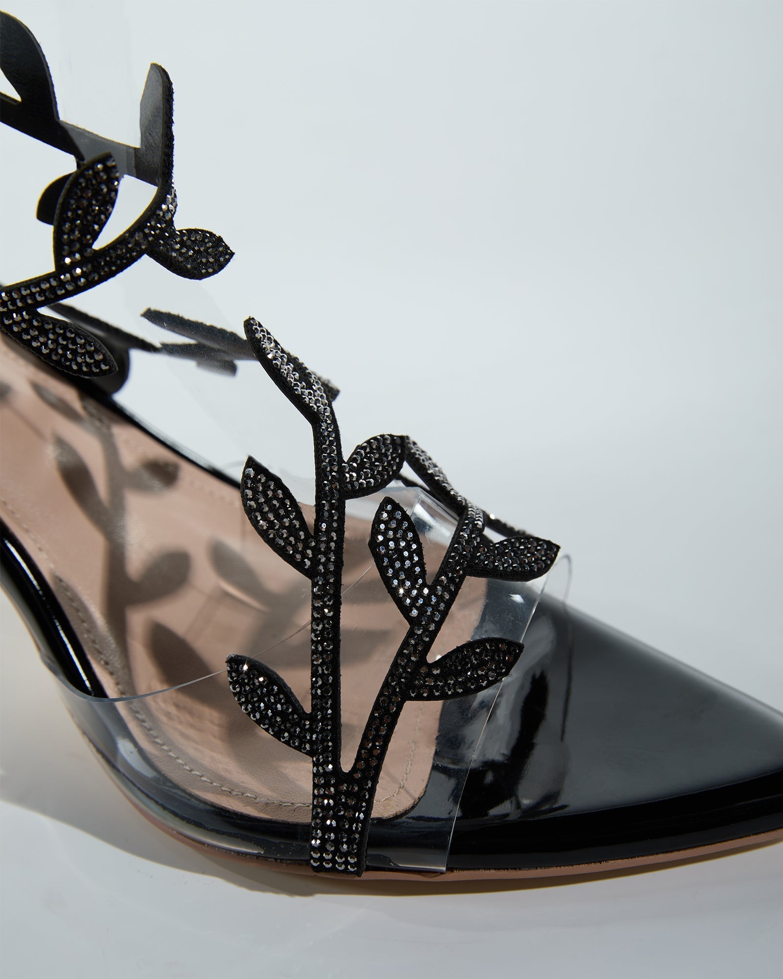 Ealar Rhinestone Leaf Sandals In Black