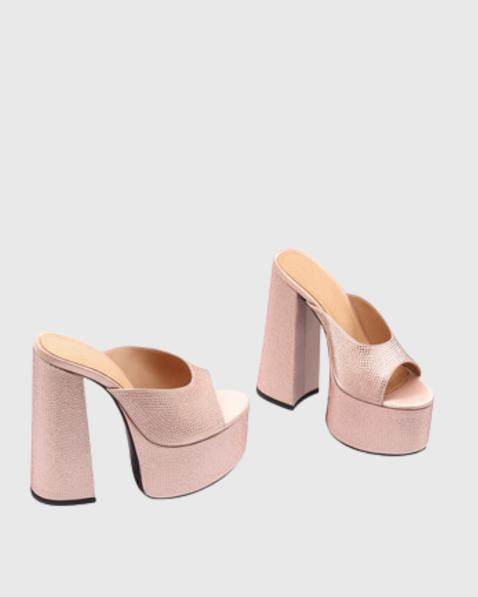 Ilenia Rhinestone Platform Sandals In Blush