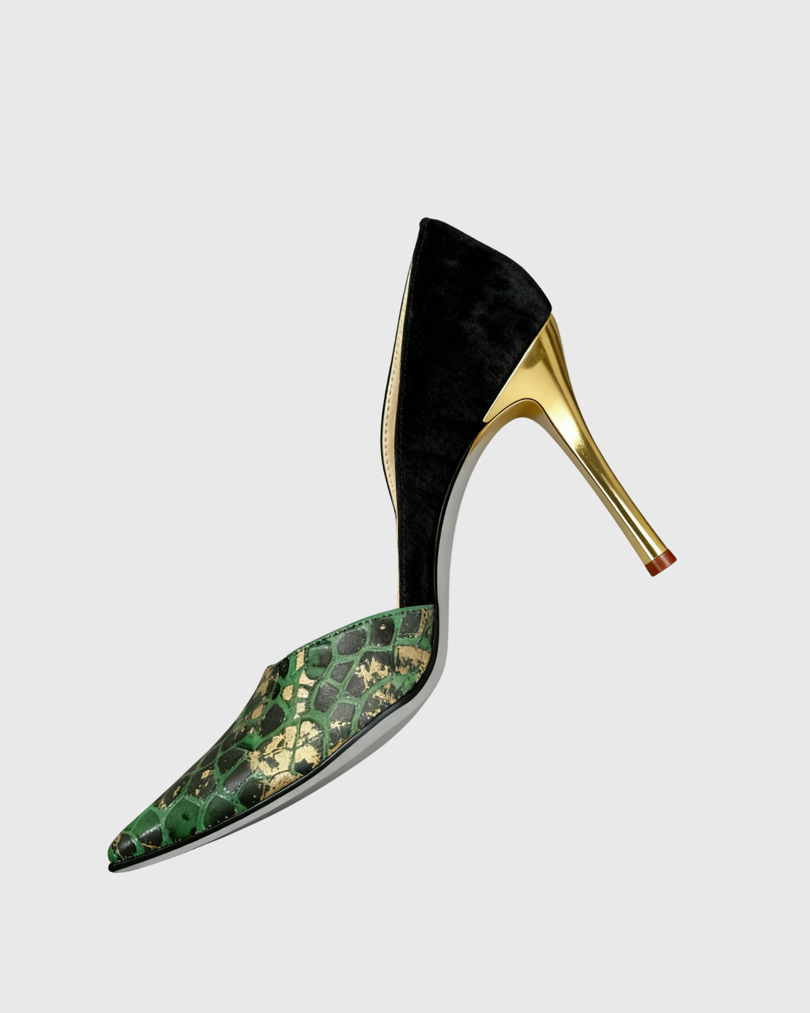 Itala Snake Print Vintage Pumps In Green