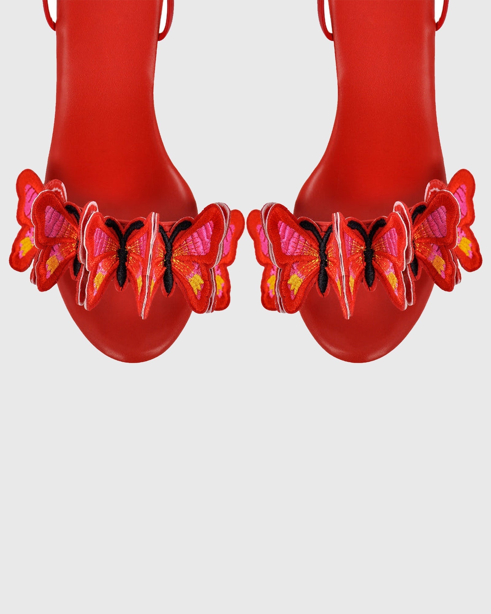 Lelia Bow Embroidery Lace Up Platform Sandals In Red