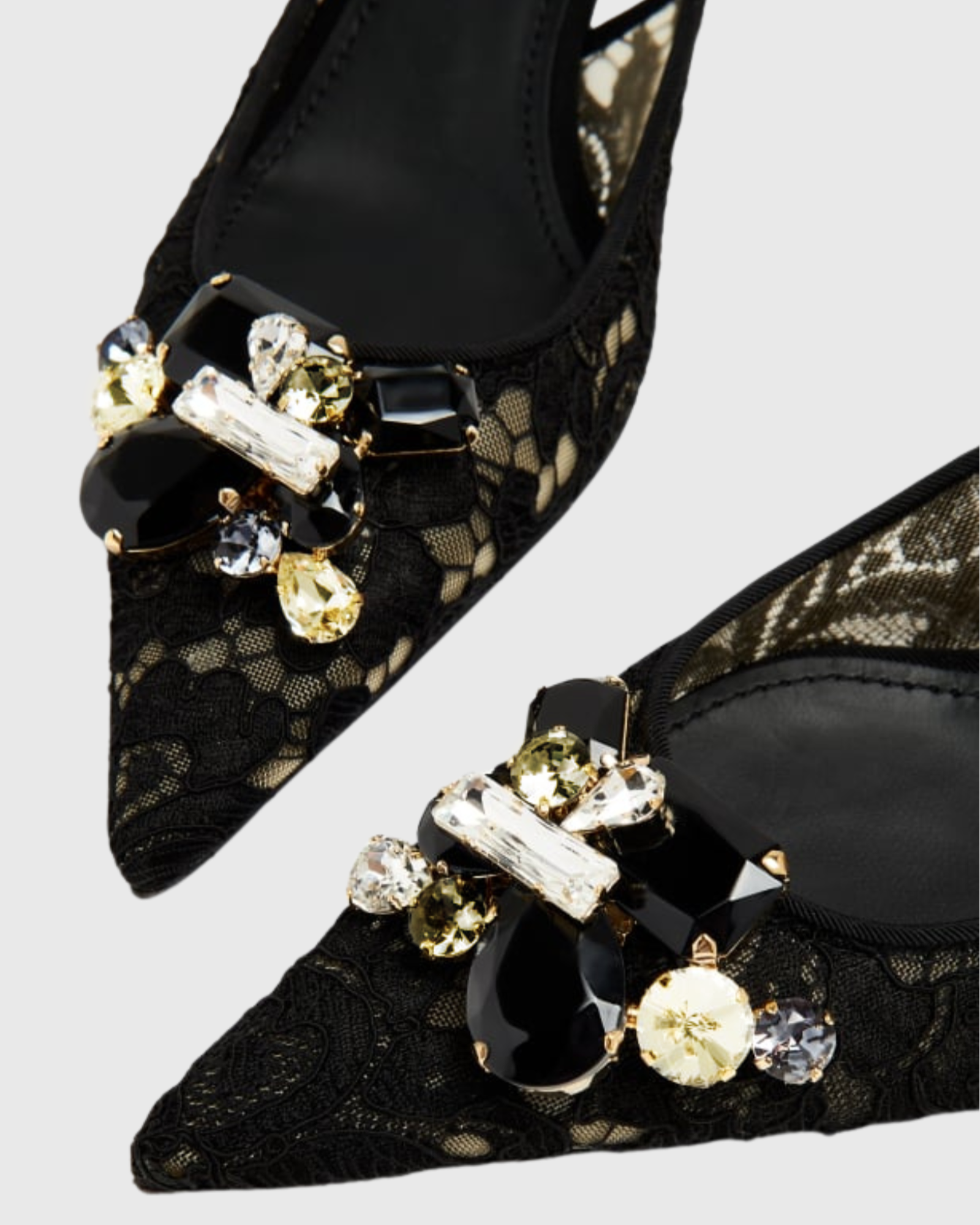 Lex Rhinestone Lace Slingback Pumps