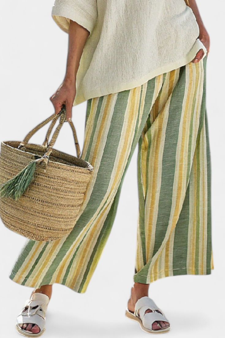 Ellowyn | Green Stripe Linen Set