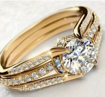 Vintage Gold and Silver Crystal Ring