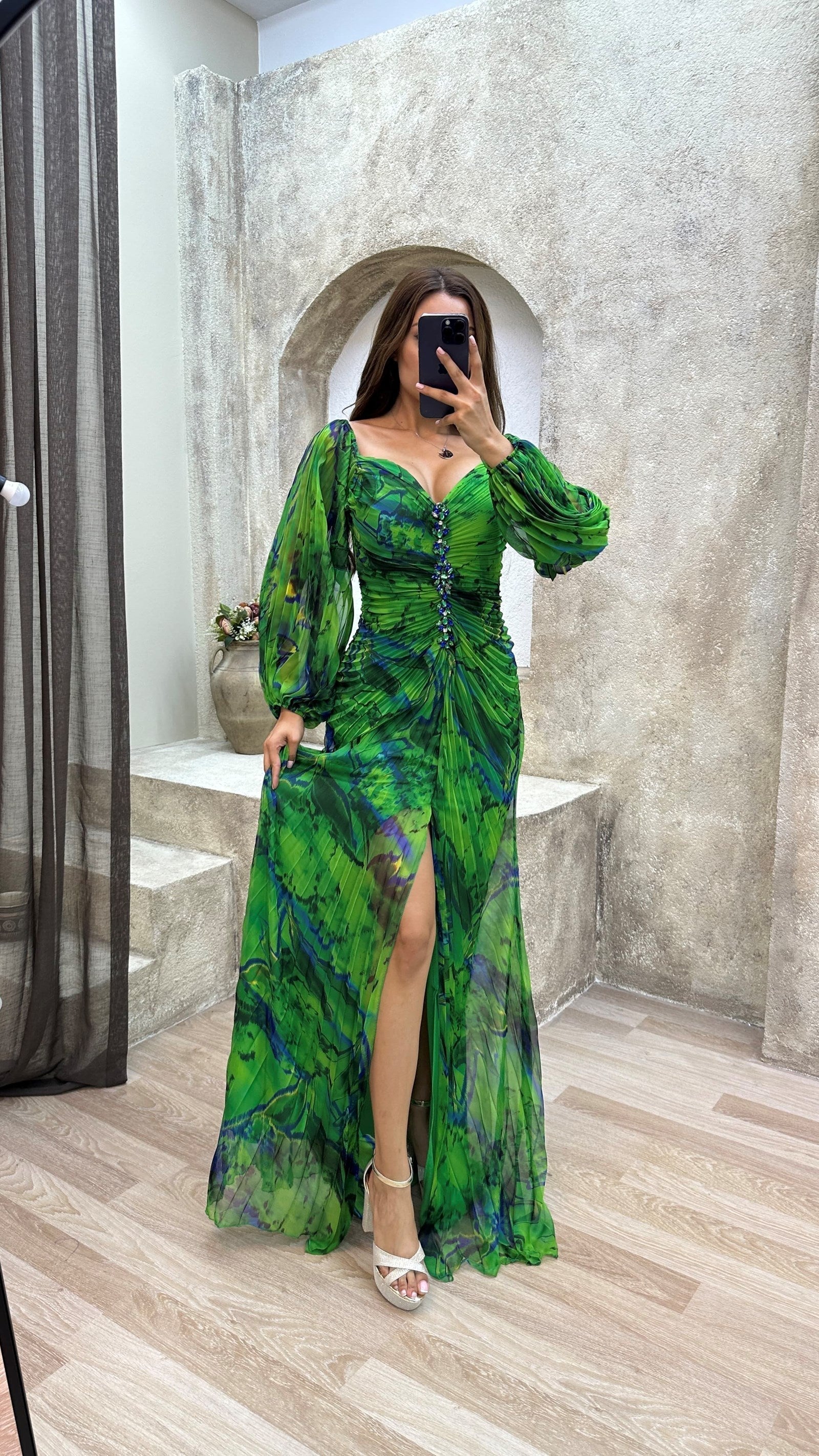 Avery™ | Long Pleated Evening Dress