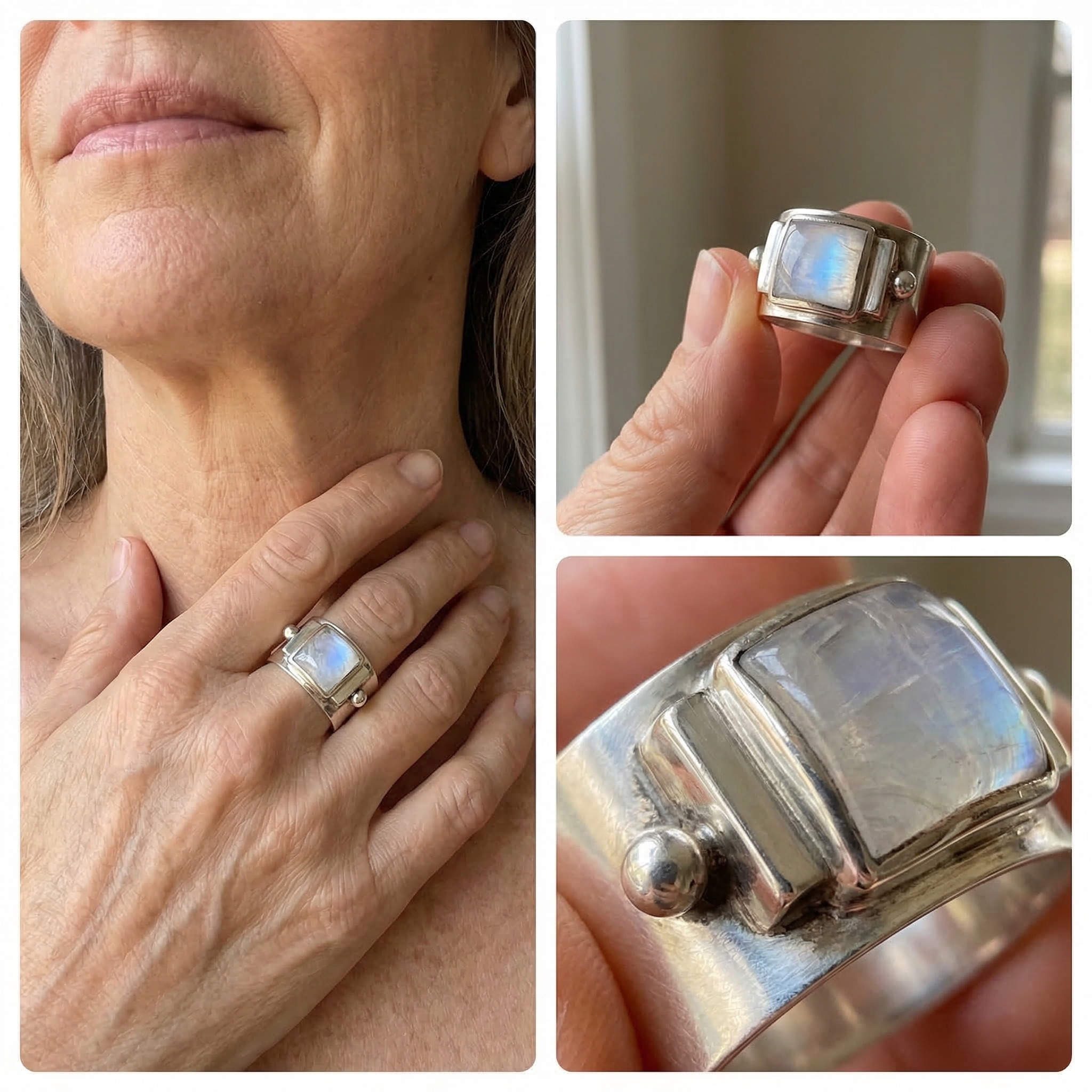 Vintage Moonstone Cubic Ring