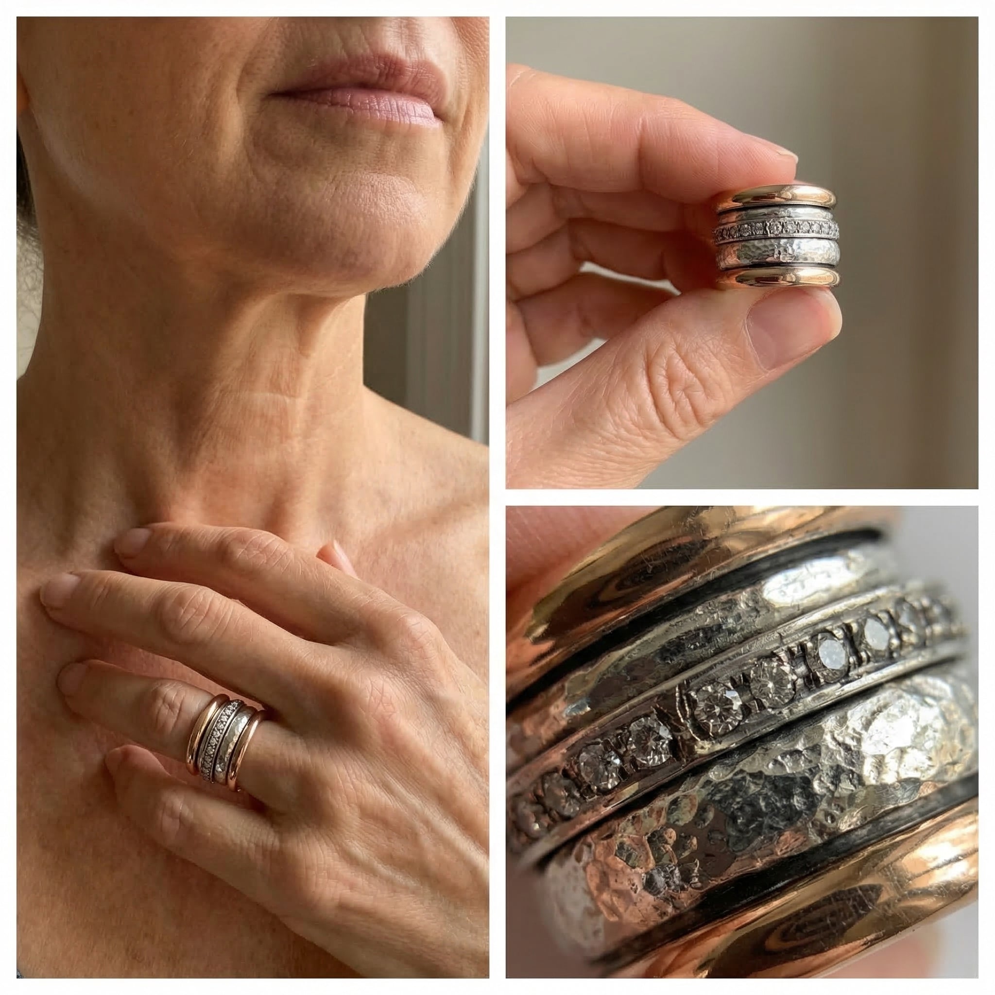Thick Vintage Ring in Gold and Silver