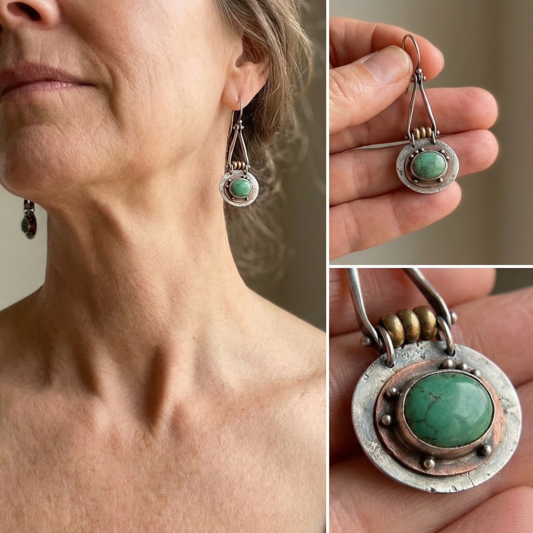 Turquoise Two Tone Earrings