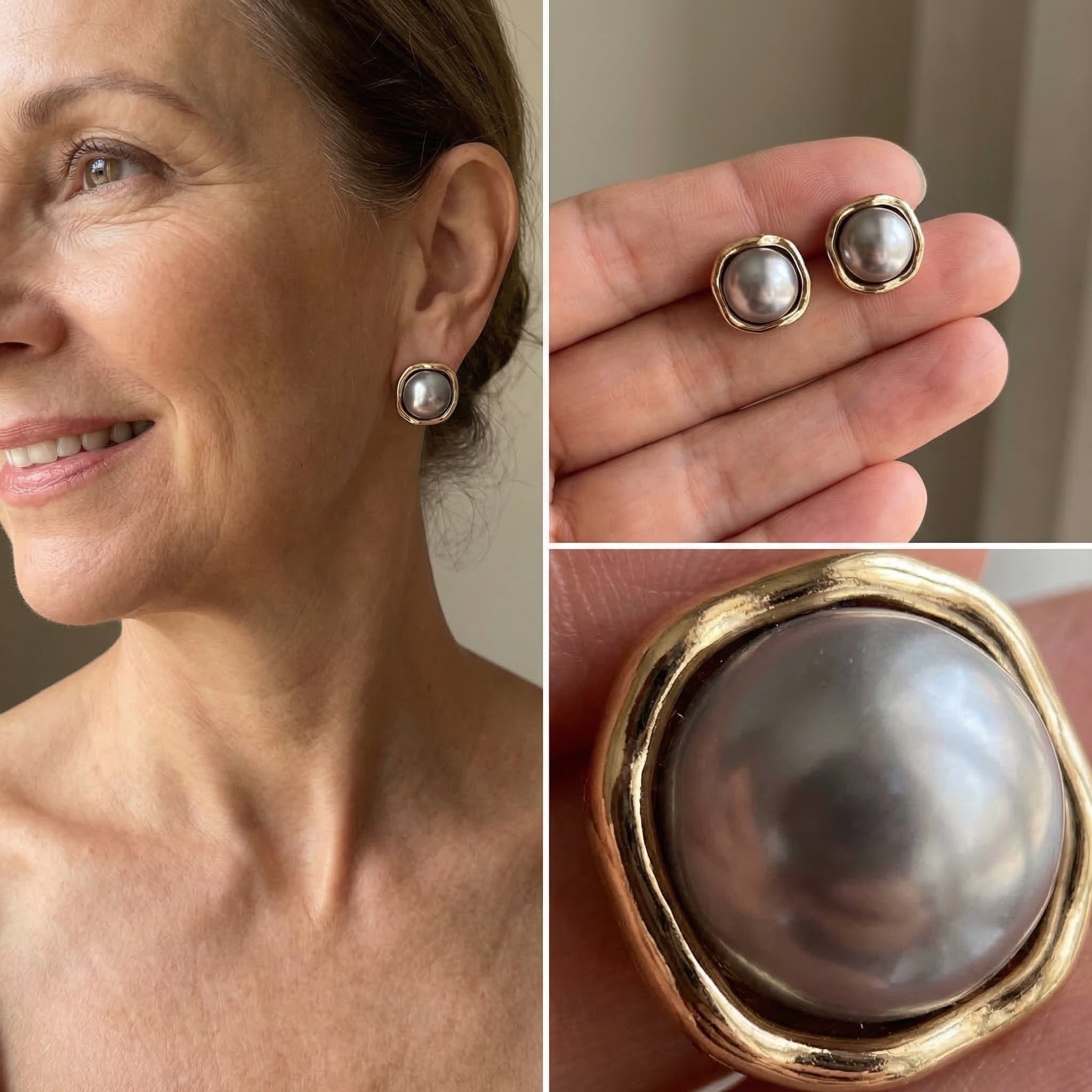 Elegant black pearl earrings