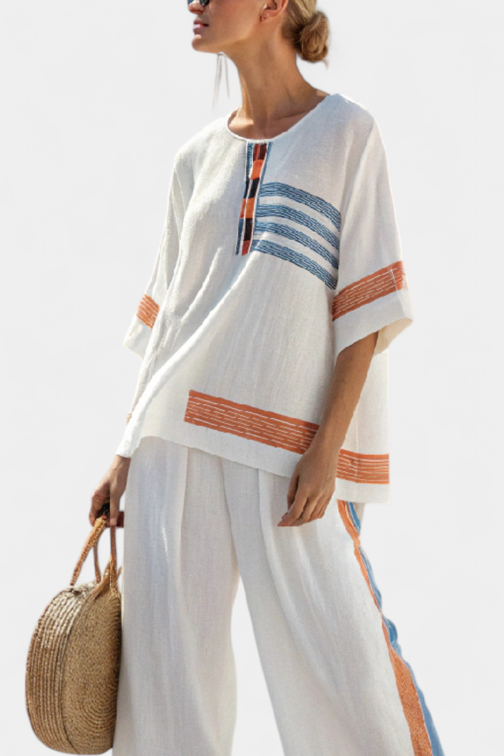 Marcella | Elegant Contrast Linen Set