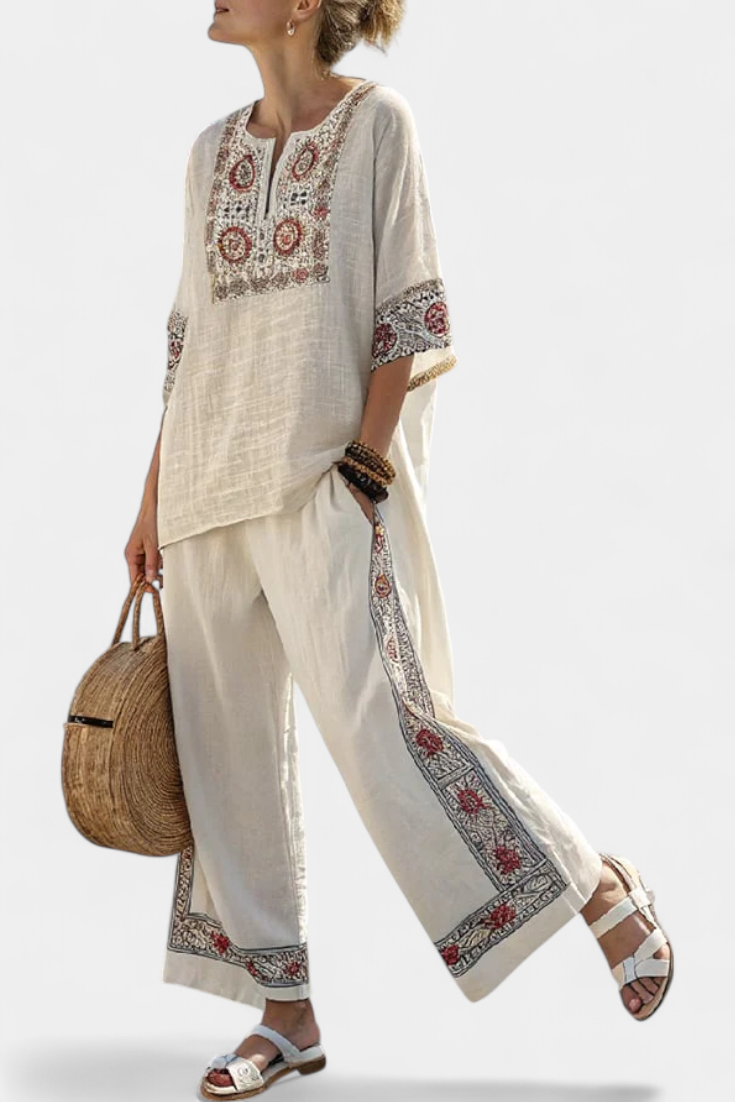 Isolde | Classic Embroidery Linen Set